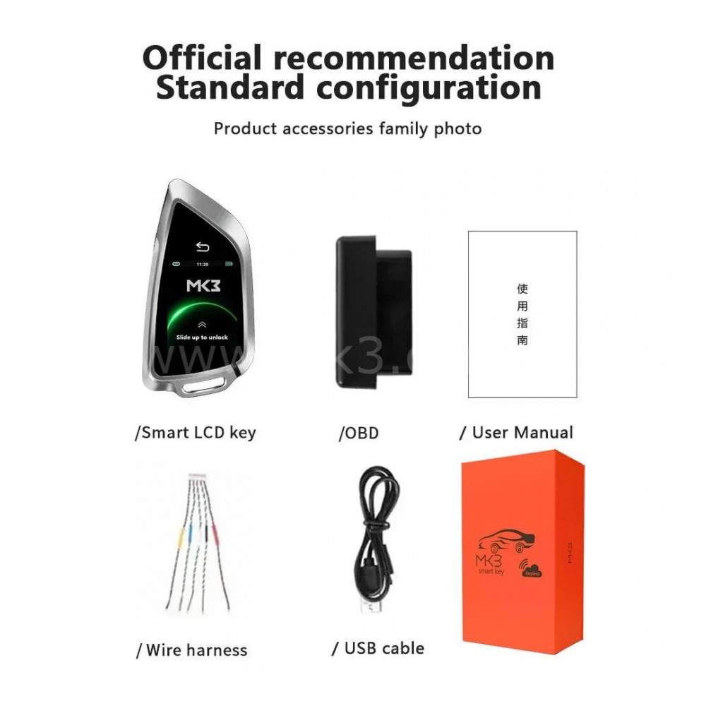 LCD SK-06 Smart Kumanda PKE Sistemi Tüm start stoplu Araçlar İçin Bıçak tipi Siyah Renk